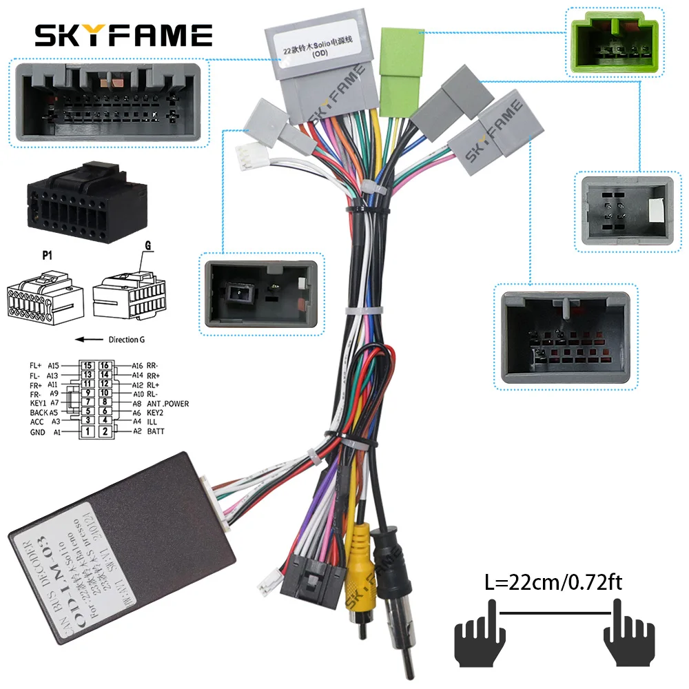 SKYFAME Car 16pin Wiring Harness Adapter Android Radio Power Cable For Suzuki Solio Baleno S-presso Vitara OD-LM-03 view 2