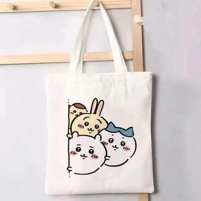 

Kawaii женские сумки на плечо Chiikawa парусиновая сумка-тоут большая вместительная сумка для покупок повседневные сумки для девочек портативный дорожный кошелек