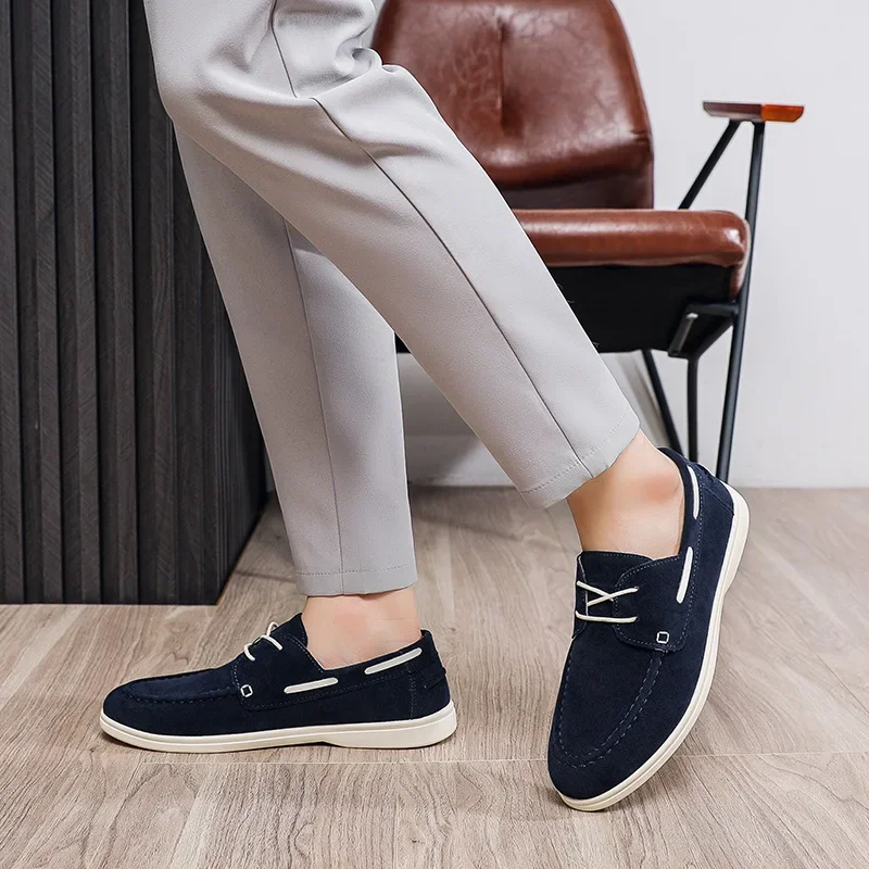 New plus size men's casual single shoes with front straps lightweight men's driving shoes loafers