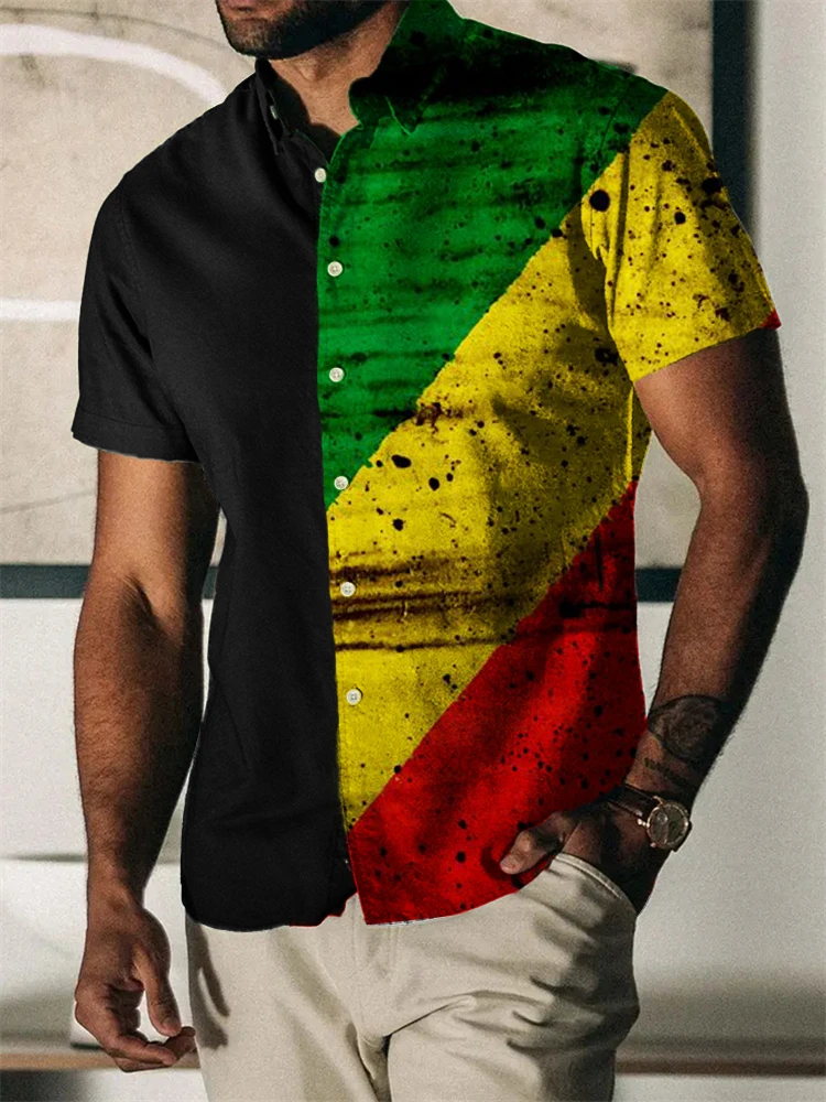 Chemise hawaïenne à manches courtes pour hommes, chemises imprimées à rayures, t-shirt de plage à bouton unique, vêtements d'été vintage, 2023