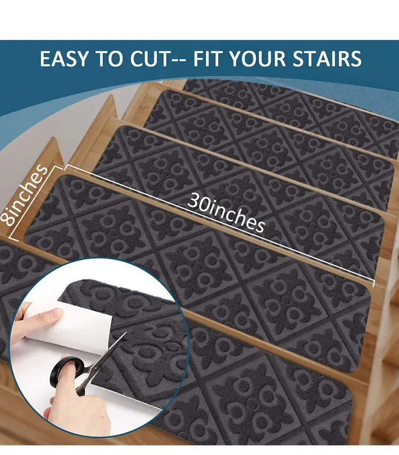 1pc 76x20cm Stair Tread Carpet Mat Self-adhesive Floor Mat Door Mat Step Staircase Non Slip Pad Protection Cover Pads Home Decor view 4