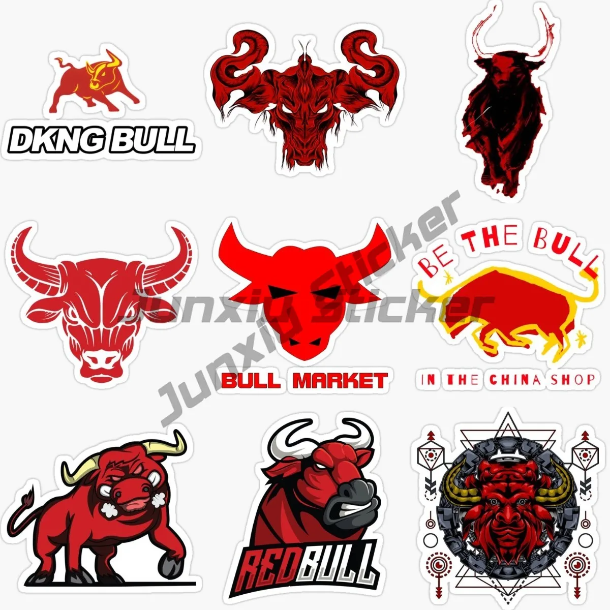 Angry Red Bullfight Bull Head Car Sticker PVC Decals Sticker on Motorbike Car SUV Bike Laptop Fridge Wall Door Decor Decals