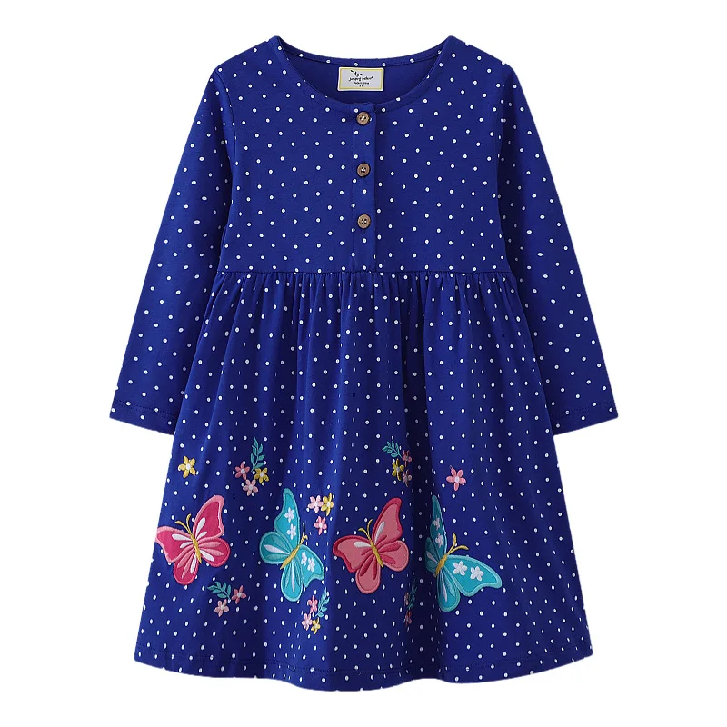 Girls' Cotton Long Sleeve Dress Autumn Cute Princess Dress for Children