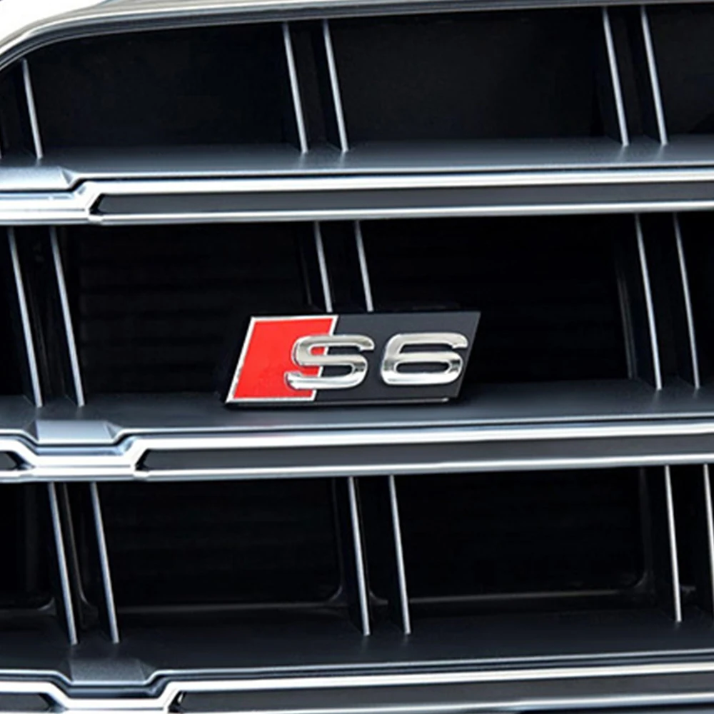 ثلاثية الأبعاد ABS كروم أسود شعار S3 S4 S5 S6 S7 شعار شواء الديكور سيارة الجبهة مصبغة شارة لأودي تعديل السيارات اكسسوارات