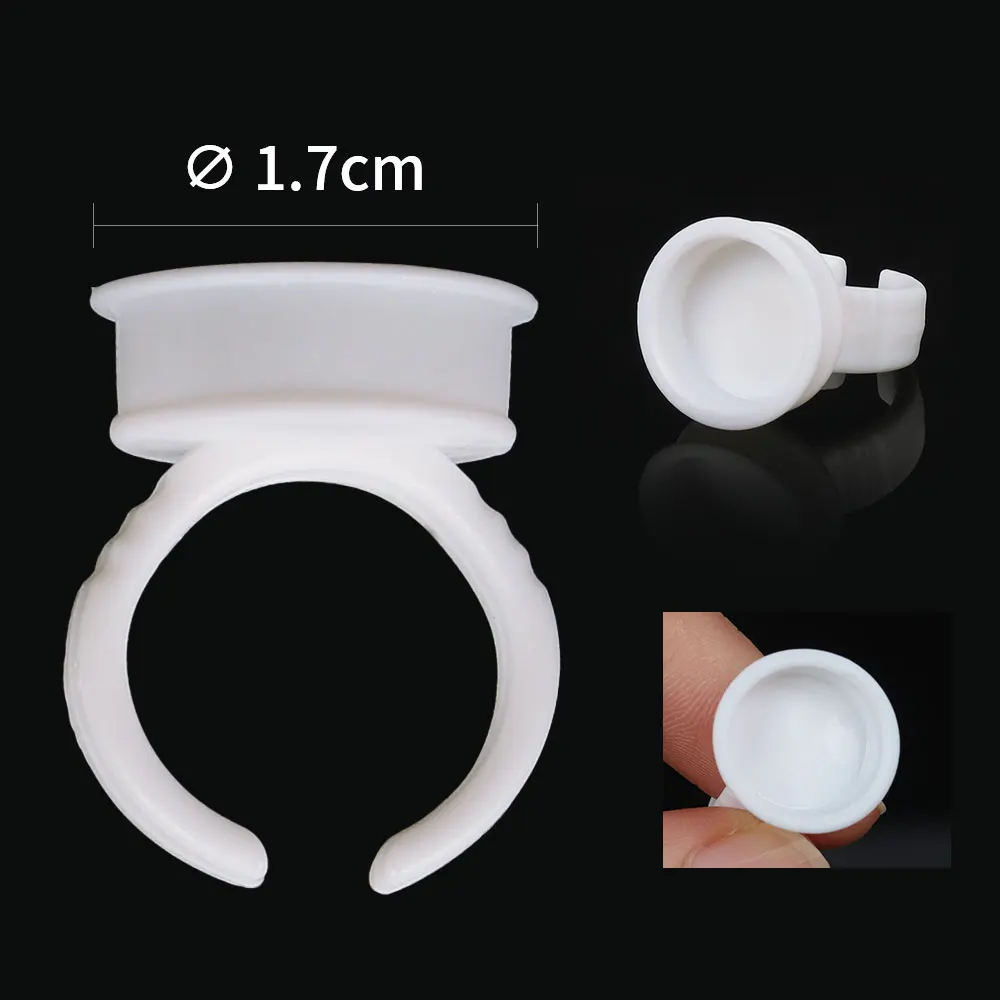 100PCS Tattoo Rings Cups Disposable Glue Holder Plastic Tattoo Pigment Ring Adhesive Makeup Rings For Eyelash Extension Nail Art view 5