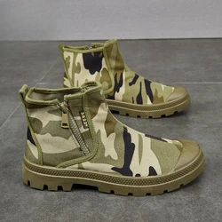 Male Shoes with Fur Outdoor Camouflage Zip Warm Winter Men's Boots Non Slip Footwear New Offer Low Price Cheap in Promotion Y2k