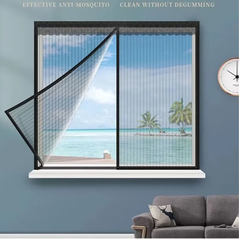 Summer Self-adhesive Window Screen Anti-Mosquito Prevent Flying Insects Invisible Mesh Curtains Removable Magnetic Screen Window