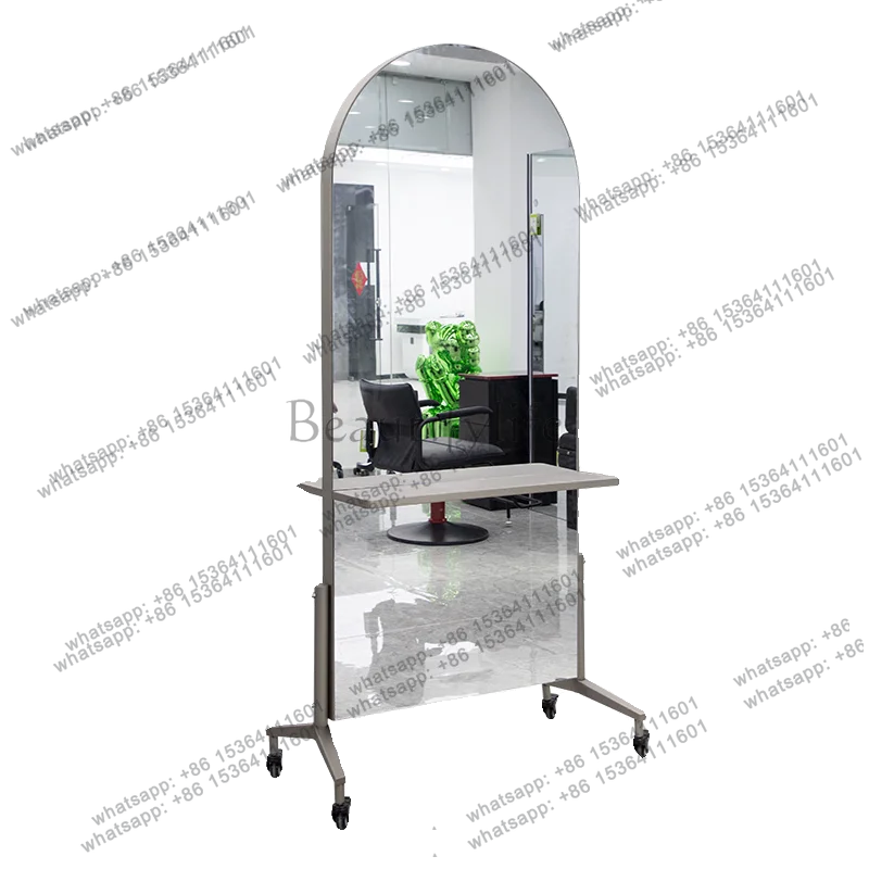 

Hair salon school teaching special movable stainless steel floor full body mirror double-sided hair cutting mirror