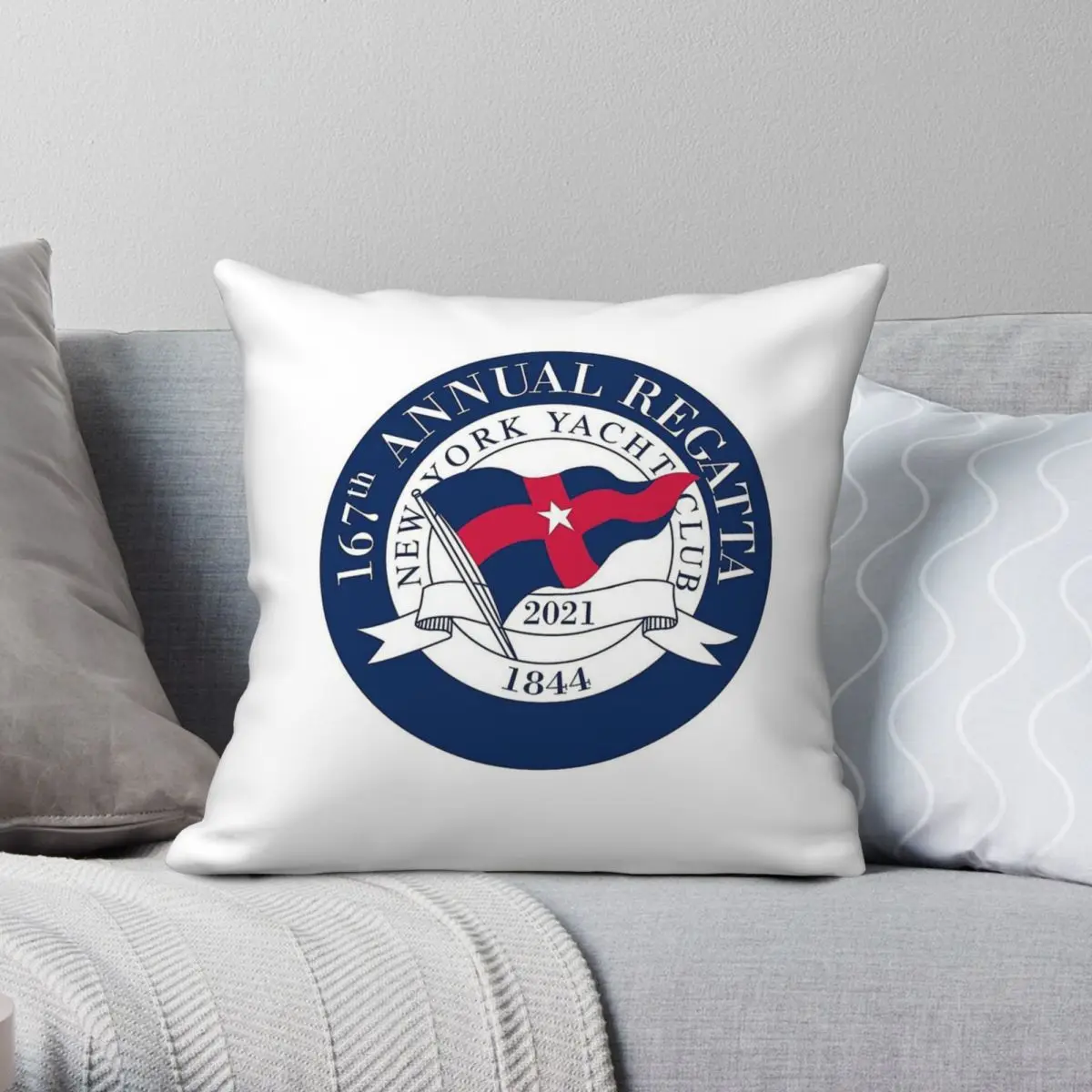 New York Yacht Club Pillowcase Polyester Linen Velvet Printed Zip Decor Throw Pillow Case Home Cushion Cover Wholesale