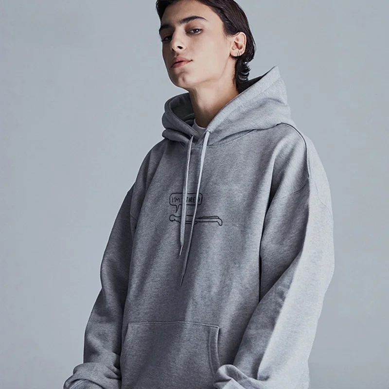 

Hooded Sweatirt Men's Spring Winter Tired Long Sve American High Street Loose Casual Sports Top Trendy Pure Cotton Fce