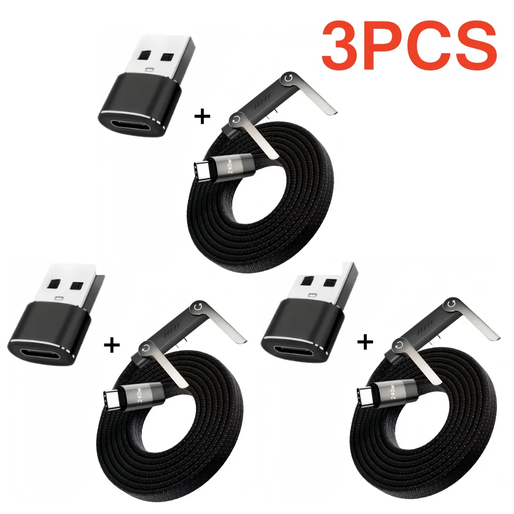 3/1 Stück Faltbares Ladekabel mit Integriertem Ständer Schnellladekabel für Handy und Tablet 240W Ultra-Schnelles Datenkabel Handyhalterung