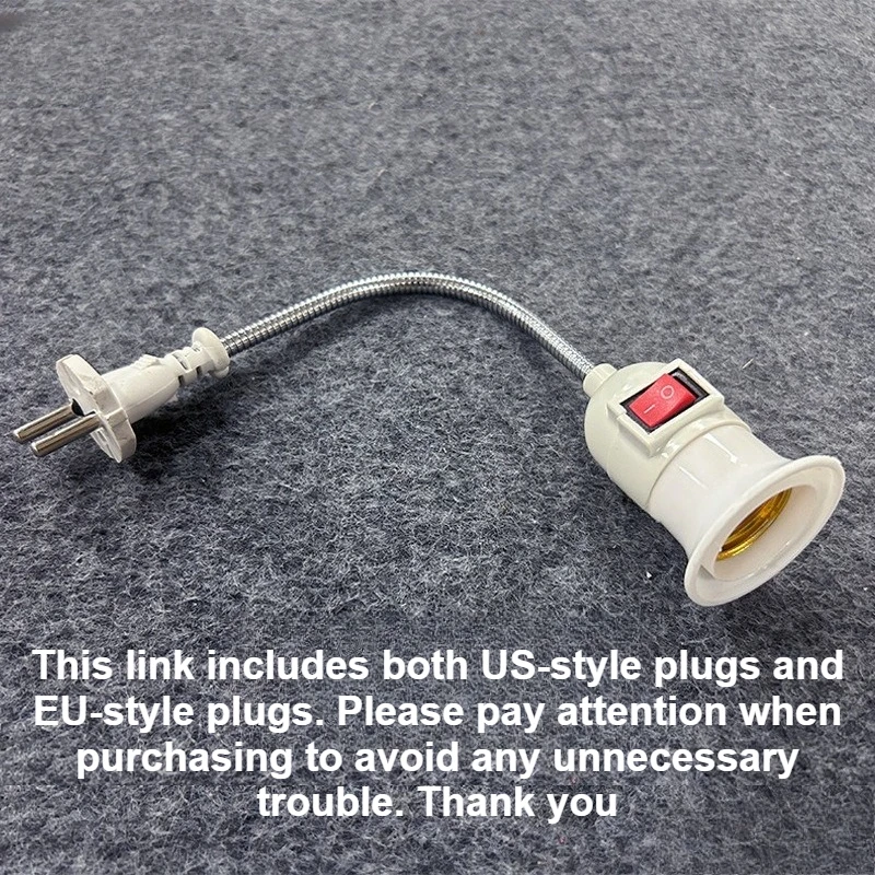 Lampe frontale pivotante à prise directe ue/US, bouche E27, grand support de lampe à vis, type tuyau universel avec interrupteur