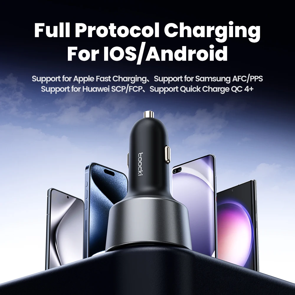 Toocki 200W Car Charger Quick Charge 4.0 PPS PD Fast Charging USB C Car Phone Charger for Macbook iPhone 15 14 Samsung image 5
