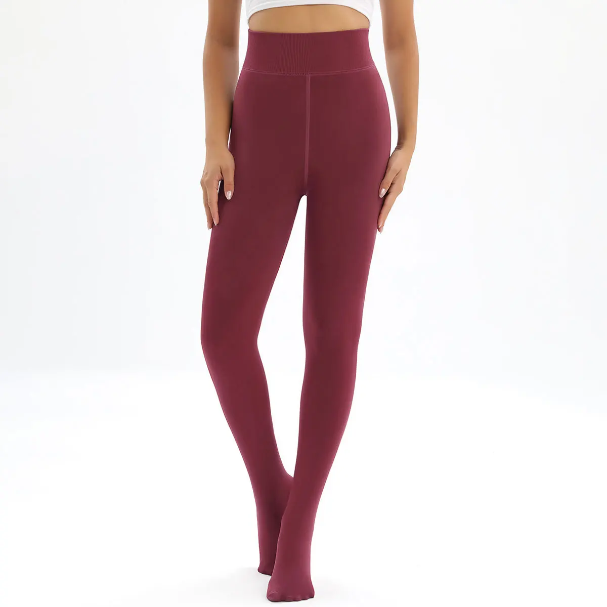 امرأة 1 قطعة الصوف مبطن وسميكة اليوغا طماق عالية الخصر الخوخ بعقب اليوغا السراويل الجلد ودية الدفء المخملية اليوغا السراويل #6