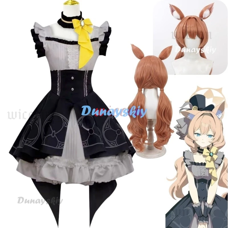 

Anime Game Blue Archive Iochi Mari Cosplay Costume Women Girl Dress Wig Headwear Full Set Dress Necklace Carnival Costume