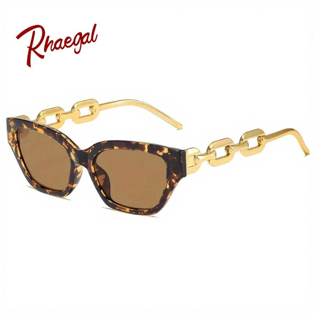 Rhaegal Hot Selling Gold Color Chains Cat Eye Fashion Sunglasses for Women New Original Designal Sun Glasses Eyewear for Beach