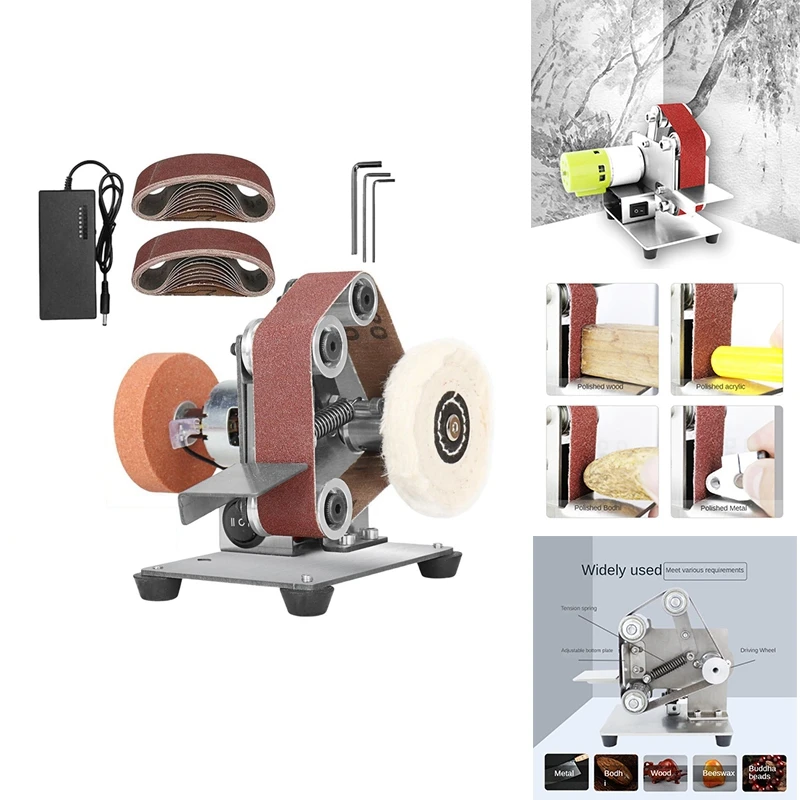 

Mini Belt Sander Electric Sanding Polishing Grinding Machine 7 Variable Speed For Polishing Wood Accessories