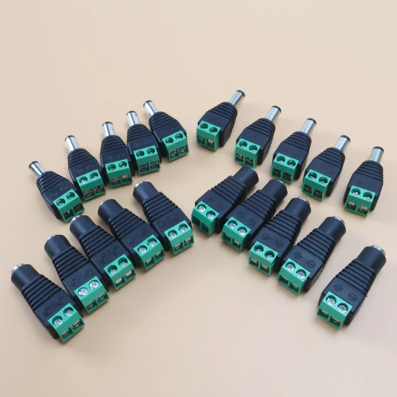 

12V DC Power Adapter Connector Male Female Terminal 2.1/2.5x5.5mm for CCTV LED Strip Lighting Accessories