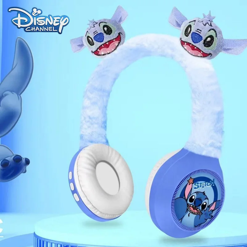 New Disney Stitch HIFI Stereo Sound Plush Headphones MSL-810 Wireless Bluetooth Headsets with Mic Anime Cartoon Kids Gifts