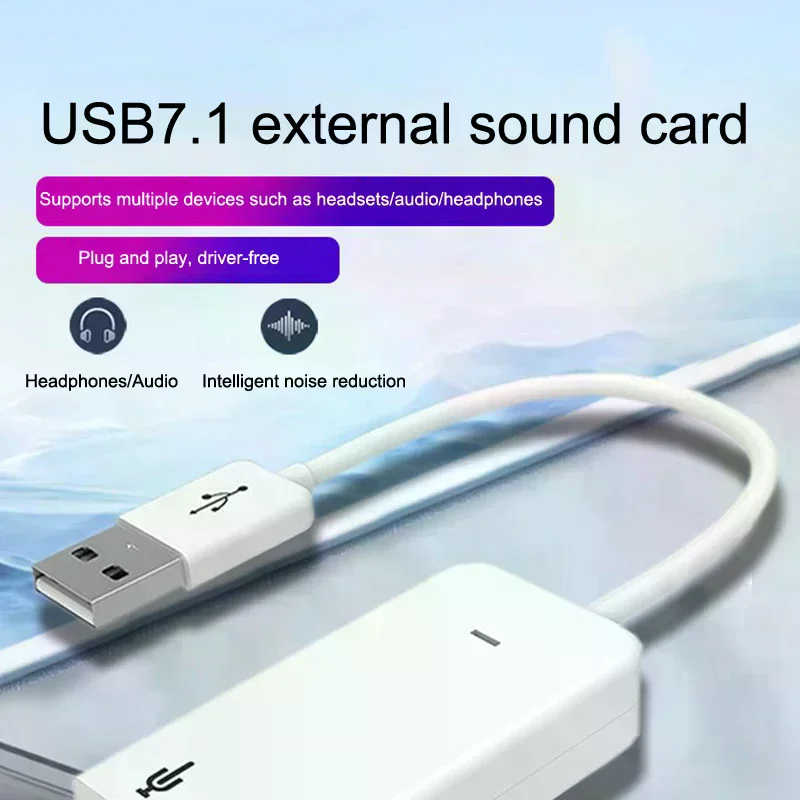 White USB External Sound Card Wired Drive Free USB Sound Card 7.1 External To Jack 3.5mm External Sound Card USB For Laptop,PC