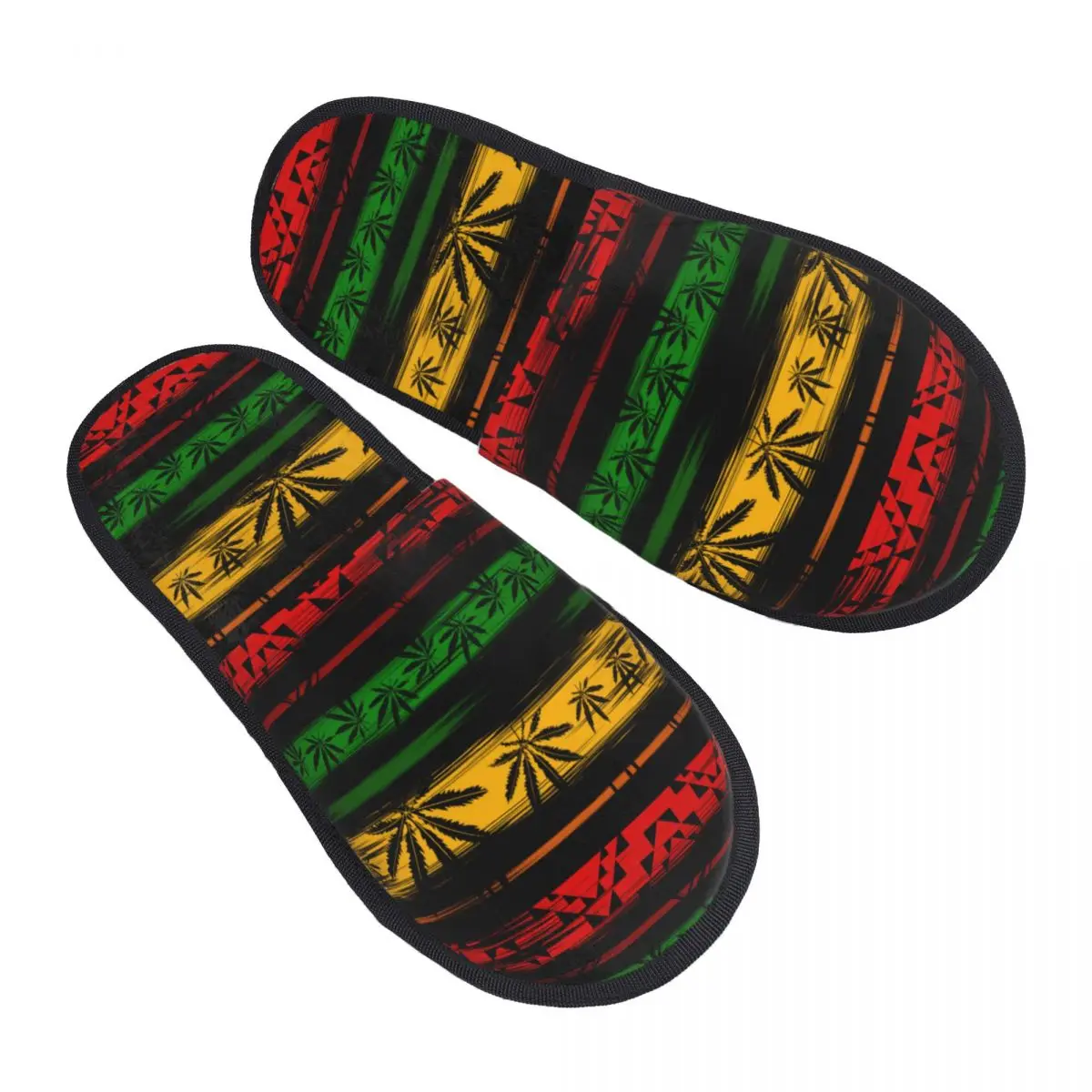 Winter Women Men Non-Slip Flat Slippers Rastafarian Leaves Reggae Indoor Fur Soft Warm Shoes