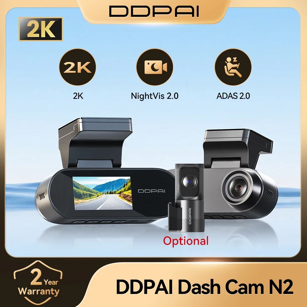 DDPAI N2 Dash Cam 2K Night Vision 24H Parking Monitor ADAS WiFi APP Control Car DVR Car Camera