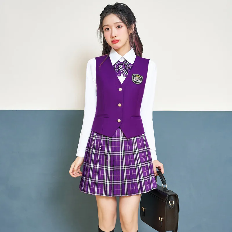 

Professional Suit for Women, Autumn White Shirt Vest Set, Academy Style Hotel Front Desk Workwear, Elegant Kindergarten Teacher