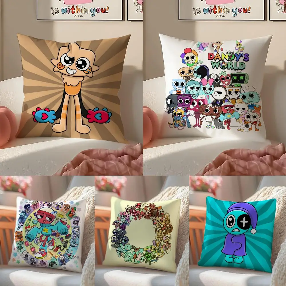 D-Dandy's World MOIVE Cushion Cover Short Plush Pillowcase Sofa Decorative Cushion Bed Pillow Gift Idea