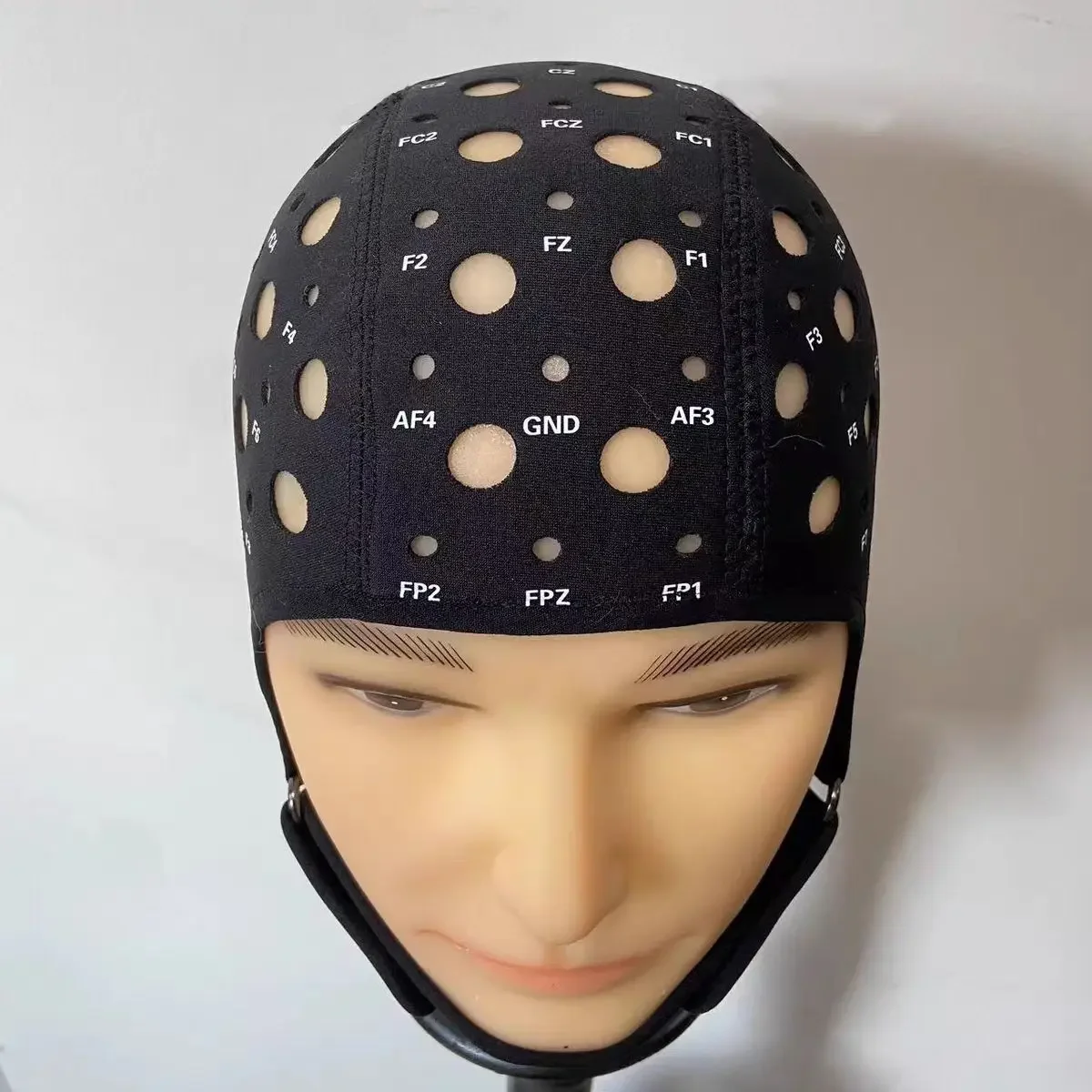 64-Channel EEG Cap Elastic Head Cover with Standard Electrode Positioning Holes for Scientific Research Experiments