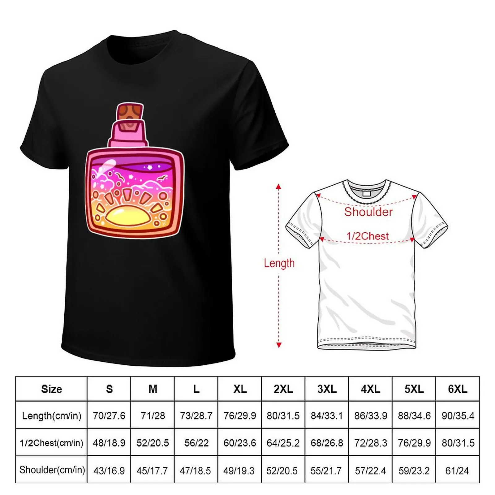 Sunset Potion Bottle T-Shirt summer top oversized cotton graphic tees hippie clothes mens t shirts casual stylish