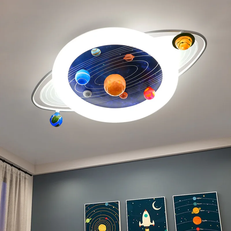 Imagem -02 - Lâmpada do Teto Full Spectrum Space Planet Proteção para os Olhos Criativo Simples Iluminação Led para Quarto de Criança Quarto de Menino Decoração