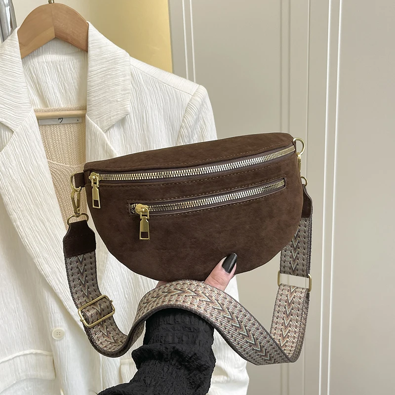 

2025 Зимняя нагрудная сумка из искусственной замши, женская поясная сумка, уличная трендовая поясная сумка, повседневная дорожная женская сумка через плечо, кошелек для телефона