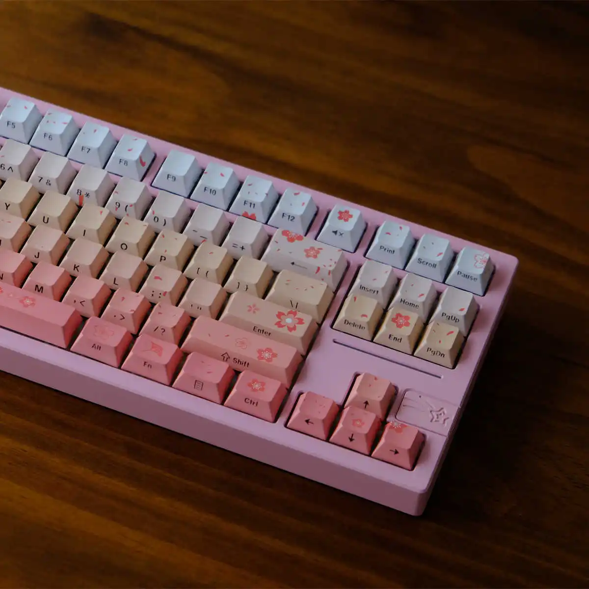 Imagem -04 - Teclas Sakura Rosa Impressão Lateral Rgb Retroiluminado Keycap Cereja Perfil Lado Corante Sub Pbt Keycaps para mx Switches Teclado Mecânico 130