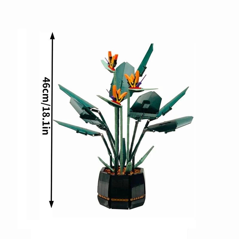 1173pcs New 10289 Bird Of Paradise Bouquet Rose Building Block Bricks Potted Illustration Birthday Gift