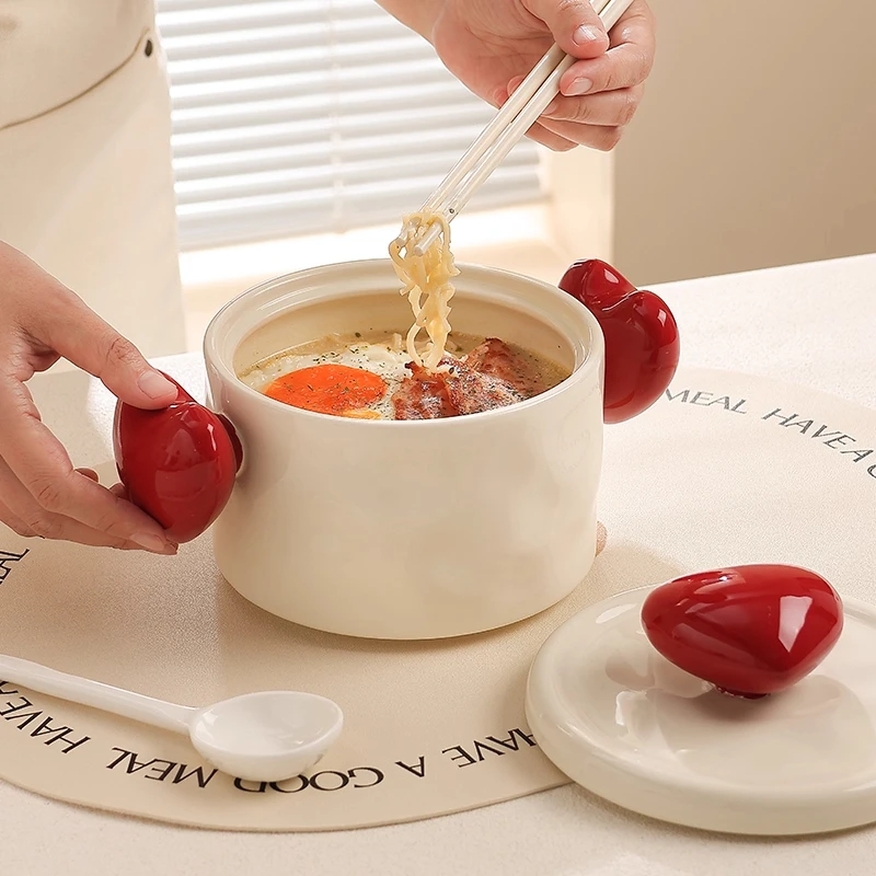 

Эстетичная миска для лапши с ручкой, пригодная для СВЧ-печи, для индивидуального использования, стильный дизайн, для домашнего использования