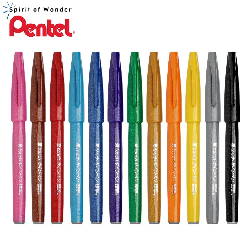 

3/6/12Pcs Pentel SES15C Color Soft Head Brush Brush Hand Account TOUCH Greeting Card Flower Hand Painted Beauty Pen Quick Dry