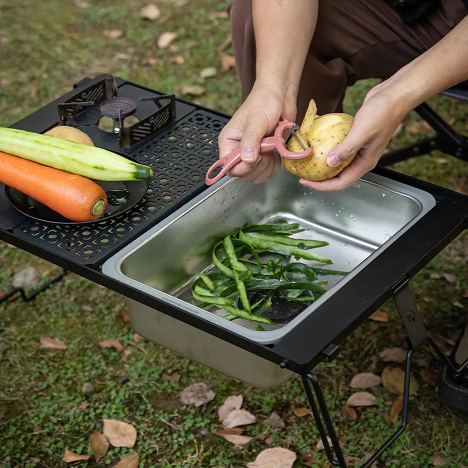 Stainless Steel Camping Sink Single Bowl for Kitchenette Cooking RV Travel