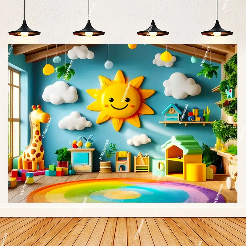 Kindergarten School Age Return to School Graduation Season Campus Gathering Display Background Children Blackboard Pencil Photo