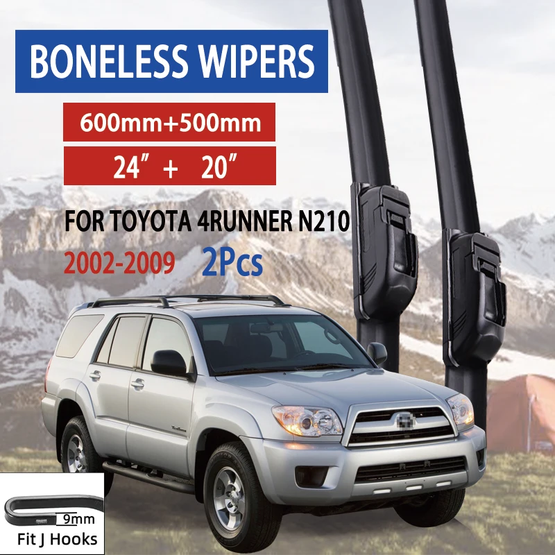 

For Toyota 4Runner N210 2002-2009 Car Windshield Wiper U-type Soft Rubber Frameless Bracketless Car Wipers 24"+20"