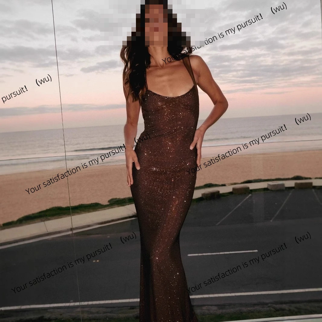 

French hot diamond suspender dress Spice girl hip skirt high-end light luxury evening dress annual party halter dress