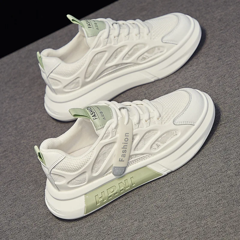 

Модные и минималистичные женские туфли, Новинка лета 2024, однотонные сетчатые дышащие спортивные туфли для отдыха и скейтборда