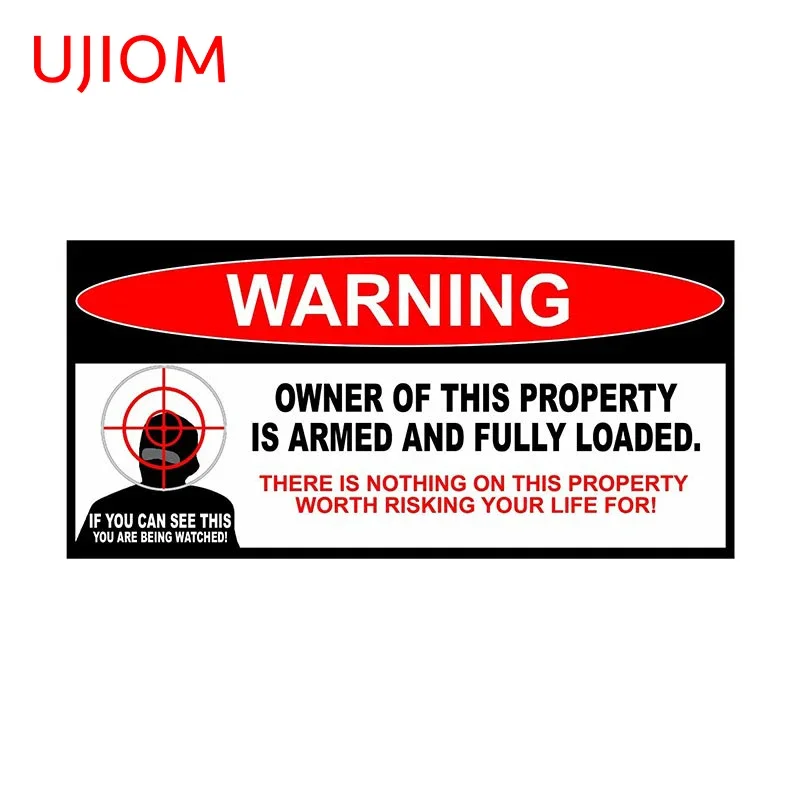 UJIOM ARMED AND FULLY LOADED Warning Wall Stickers Room Door Decals Waterproof Living Room Bedroom Home Decoration