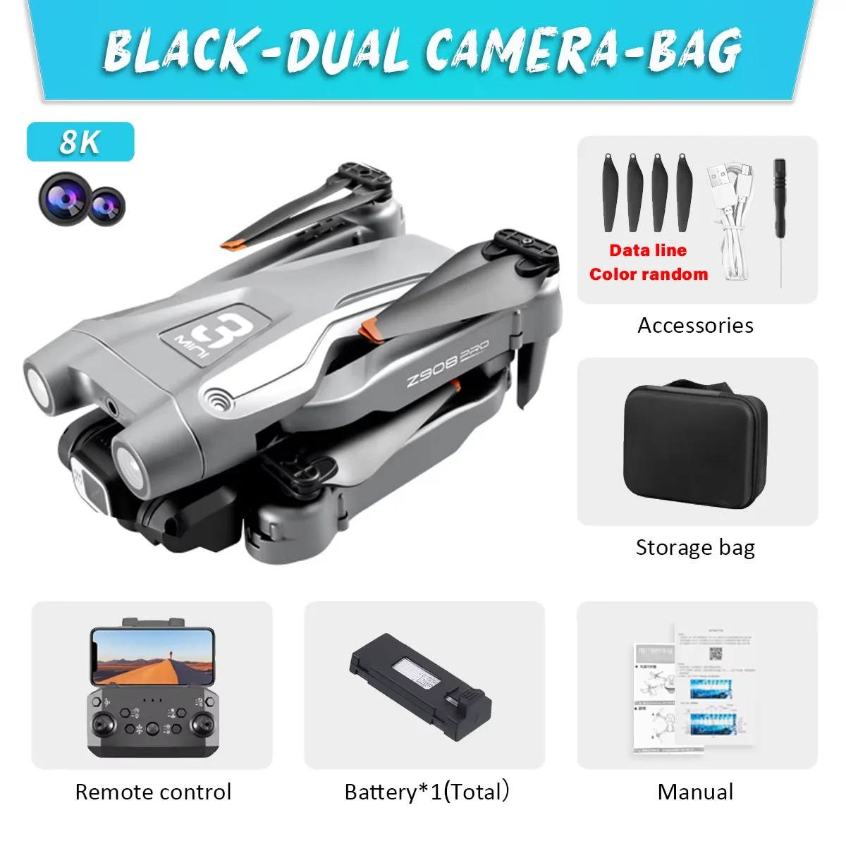 KBDFA Z908 Pro Max Drone Professional Brushless Motor 8K GPS Dual HD Aerial Photography FPV Obstacle Avoidance Quadrotor