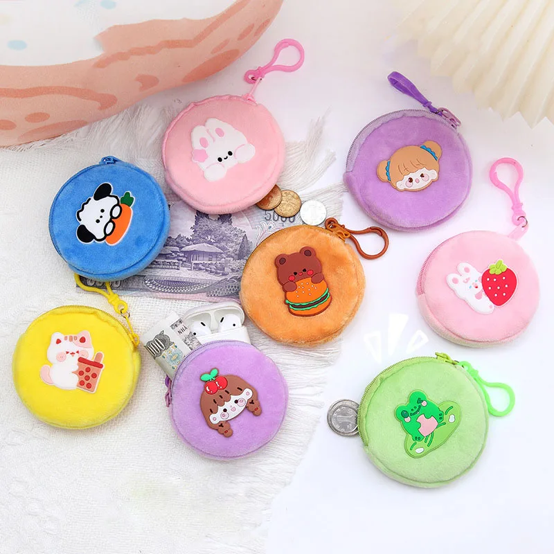 Zero Wallet Portable Plush Coin Bag Hanging Earphone Bag Girl Gifts Kawaii Cartoon Rabbit Coin Wallet Children Cute Plush Animal