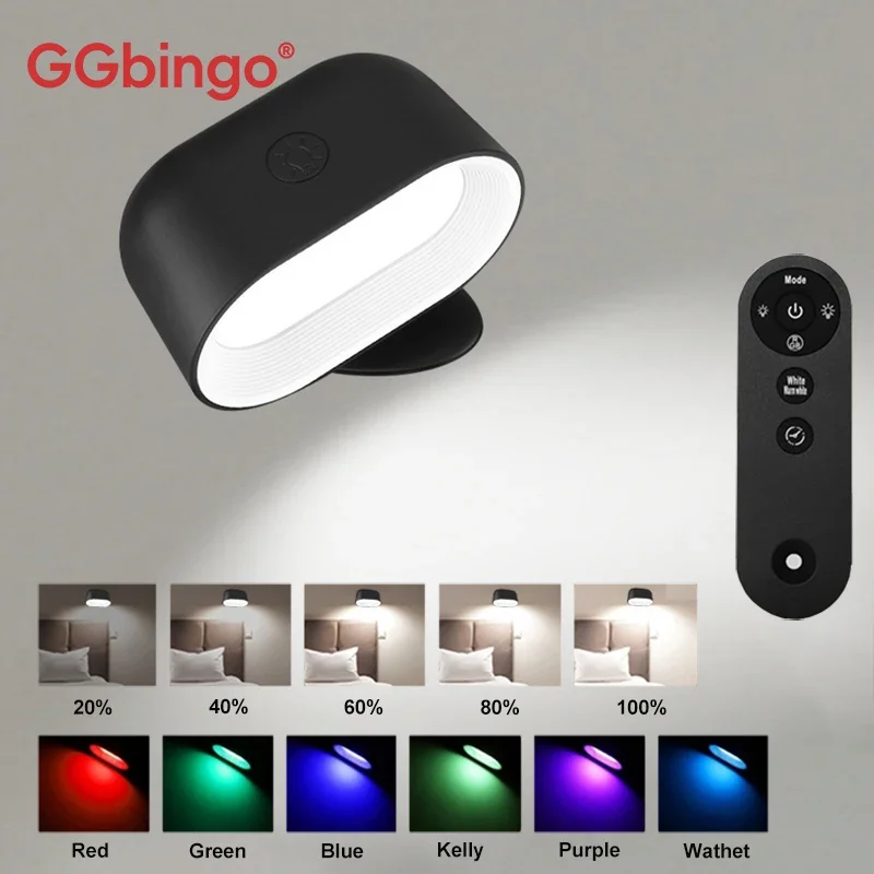Magnetische LED-Wandleuchte, wiederaufladbare Leseleuchte 360° °   Rotierbarer Touch-Fernbedienungs-Schrankstrahler, runde Form, Nachtlampe