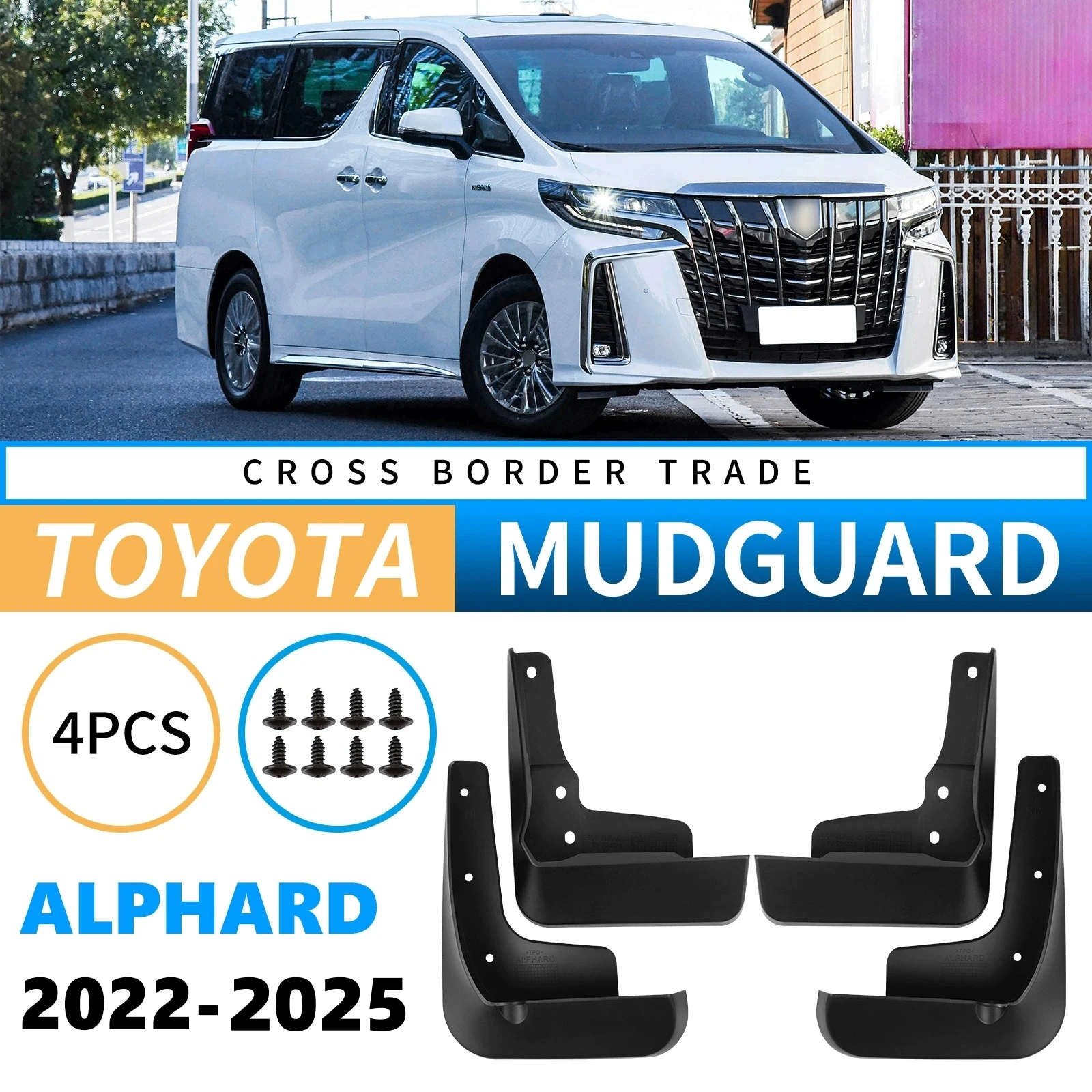 

4PCS Front Rear Wheel Mudguards For Toyota Alphard 2022-2025 Sedan Touring Splash Guards Fender Mud Flaps Car Accessories