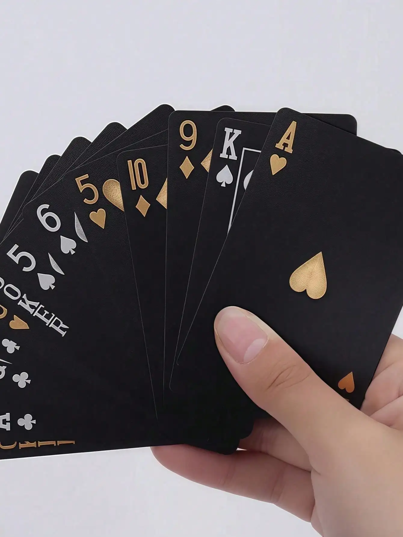 

1 pair/Luxury Black Gold Playing Cards, Waterproof PVC Poker with Gold Foil