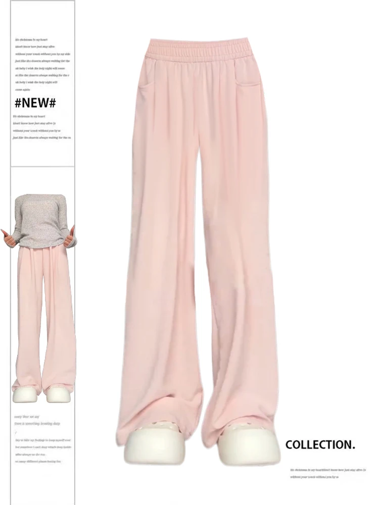 Women Pink Pants Harajuku Streetwear High Waist Sweatpants Y2k 2000s 90s Aesthetic Oversize Pants Vintage Trousers Clothes 2024