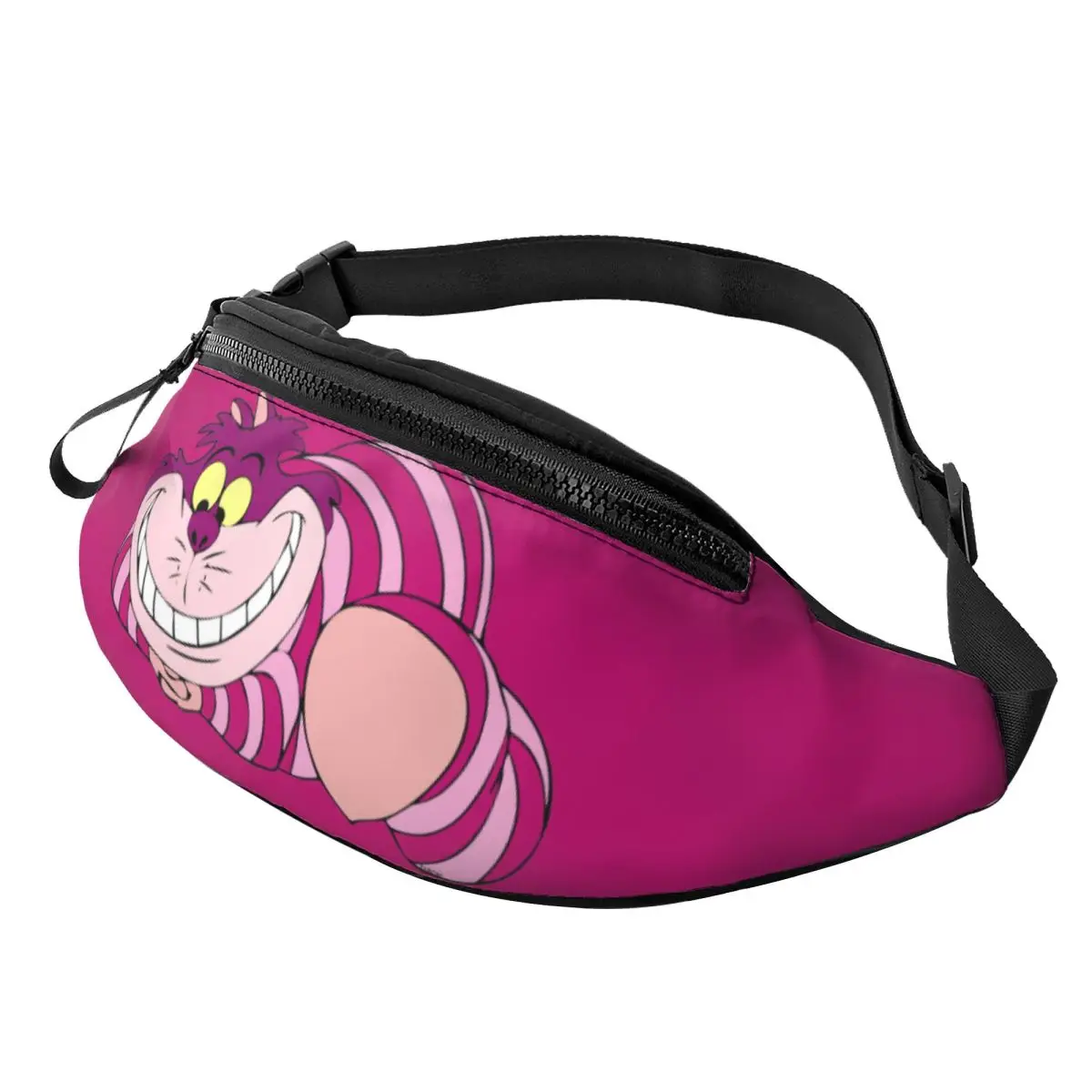 Custom Cheshire Cat Fanny Pack Women Men Alice In Wonderland Animal Crossbody Waist Bag for Travel Cycling Phone Money Pouch