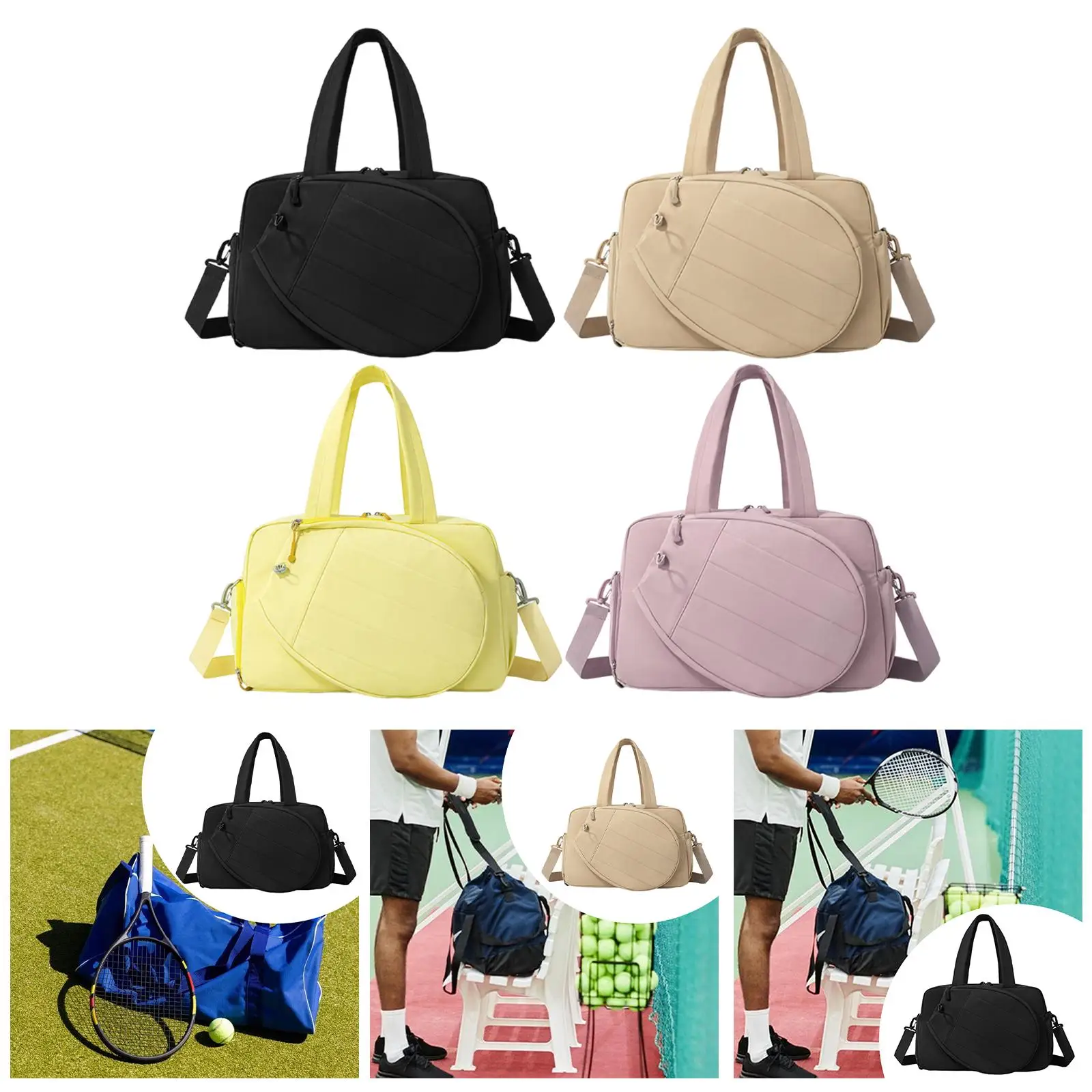 

Tennis Racket Tote for Women Oxford Cloth Duffle Bag Holds Two Rackets with Ventilated Shoe Compartment for Gym and Travel